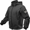 Black Special Ops Soft Shell Waterproof Military Jacket w/ US Flag Patches