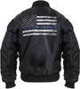 Black Air Force MA-1 Bomber Coat Flight Jacket with Thin Blue Line Flag