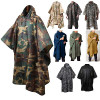 Tactical Rip-Stop Military Rain Poncho Waterproof Rain Hooded Upper Body Cover Protection