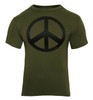 Olive Drab Retro Peace Sign Black Logo Fashion T-Shirt