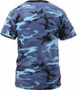Mens Sky Blue Camouflage Tactical Military Short Sleeve T-Shirt