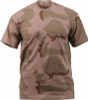 Mens Tri-Color Desert Camouflage Tactical Military Short Sleeve T-Shirt