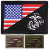 US Marines Flag Patch American Military USMC Globe & Anchor Embroidered with Hook Back