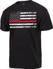 Black Thin Red Line Distressed US American Flag Support Firefighters T-Shirt