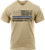 Desert Sand Distressed Thin Blue Line TBL US American Flag Short Sleeve T-Shirt