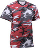 Mens Red Camouflage Tactical Military Short Sleeve T-Shirt