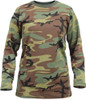 Women's Woodland Camouflage Long Sleeve Military T-Shirt Longer Length