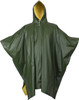 Olive Drab & Yellow Rubberized Nylon Reversible Rain Poncho - 50" x 80"