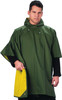 Olive Drab & Yellow Rubberized Nylon Reversible Rain Poncho - 50" x 80"