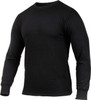 Black Midweight Crew Neck Thermal Top Underwear Shirt