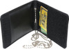 Black Leather ID Holder & Neck Chain Wallet Badge Case Law Enforcement Shield
