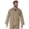 Mens Khaki Solid Long Sleeve Military BDU Shirt Coat Uniform Army Fatigues