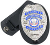 Black Leather Clip-On Swivel Snap Badge Holder