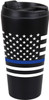 Thin Blue Line Travel Coffee Mug Insulated Cup 16oz Black Thermos US Flag