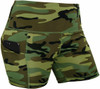 Camo Stretch Short Shorts Performance Stretch Snug Yoga Workout Leggings Pockets