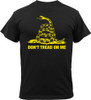 Don't Tread On Me Black T-Shirt Gadsen Coiled Rattle Snake Military Patriotic