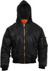 Hooded MA-1 Flight Jacket & Streamer Black / Orange Bomber Coat Air Force