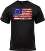Black Colonial Betsy Ross Flag T-Shirt Patriotic 13 Star US Flag Tee