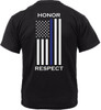 Black Honor and Respect TBL Thin Blue Line Flag T-Shirt Double Sided Tee