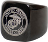 Black USMC Ring Stainless Steel Marine Corps Globe & Anchor Engraved