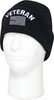 Black Fine Knit Watch Cap Veteran With US Flag Deluxe Hat