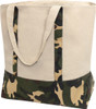 Large Canvas Tote Shopping Bag Camo Reusable Grocery Two Tone Carry All