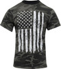 Men's Black Camo US Flag T-Shirt Military Short Sleeve Camo Top