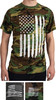 Men's Black Camo US Flag T-Shirt Military Short Sleeve Camo Top