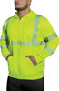 Safety Green Reflective High Visibility Full Zip Hoodie Performance Sweatshirt