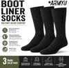 Black Polypropylene Genuine GI Boot Liner Socks Moisture-Wicking Military Sock Liners, USA Made (3 Pairs)