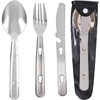 Army Universe Camping Utensil Clip Flatware Set - Stainless Steel Spoon, Fork, Knife & Can Opener with Pouch Mess Kit 6 Piece Accessory, 2-Pack