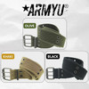 ARMYU Military Double Prong Canvas Belt, Heavy Duty Thick Cotton Army Pistol Grommet Two Hole 1.75"
