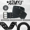 ARMYU Military Double Prong Canvas Belt, Heavy Duty Thick Cotton Army Pistol Grommet Two Hole 1.75"