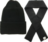 US Army Genuine GI Military 100% Wool Scarf & Military Genuine GI Winter USN Warm Wool Hat Watch Cap 2 Piece Set (Black)