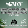 Camouflage Jumbo Bandanas Cotton Military Headwraps 27" x 27", 5-Pack