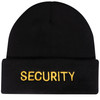Black & Gold Embroidered Security Acrylic Watch Cap Officer Warm Ski Hat