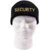Black & Gold Embroidered Security Acrylic Watch Cap Officer Warm Ski Hat