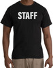Black STAFF T-Shirt Short Sleeve Double Sided Work Uniform Tee Shirt