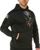 Black Concealed Carry Hoodie with USA Flag Bearded Skull Print Sweatshirt