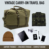 Olive Drab - Vintage Carry-On Travel Bag - Duffle with Trolley Sleeve