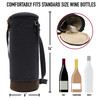 Waxed Canvas Wine Carrier Tote Bag – Insulated Single Bottle Valet Holder