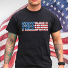 Black Freedom USA Flag Short Sleeve T-Shirt US Free Country Graphic 100% Cotton Graphic Tee