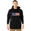 Men’s Black Freedom US Flag Hoodie Patriotic Graphic Sweatshirt w/ Distressed American Flag