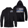 Black Concealed Carry Thin Blue Line Full Zip Hoodie USA Support Police Flag Sweatshirt