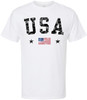 USA Text Printed T-Shirt | United States Vintage Flag Design Short Sleeve Shirt | Patriotic Political Tees for Men and Women - White
