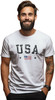 USA Text Printed T-Shirt | United States Vintage Flag Design Short Sleeve Shirt | Patriotic Political Tees for Men and Women - White