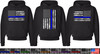 USA Flag Distressed American US Thin Line Black Hooded Sweatshirt
