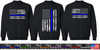 USA Flag Distressed American US Thin Line Black Crewneck Sweatshirt