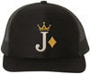Ace King Queen Jack Embroidered Trucker Hat Playing Card Suits Graphic Mesh Back Baseball Cap