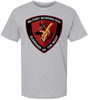 Military Working Dog Guardians Of The Night Printed T-Shirt K9 German Shepherd Shield Design 100% Cotton Tee, Athletic Grey